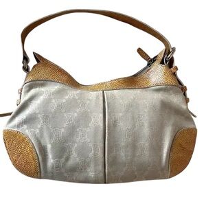 Celine Vintage Denim Hobo Triumphe Macadam Shoulder Bag